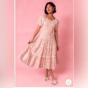 NWOT Ivy City Co. Tea Party Dress, floral pink/peach, Size Small